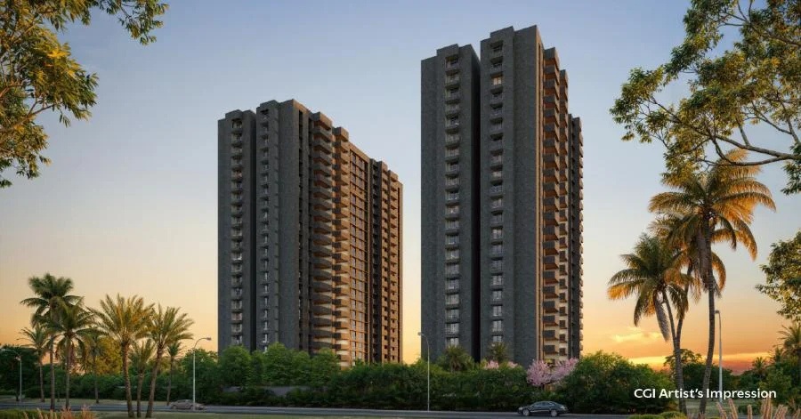 Assetz Trees and Tandem towers at dusk