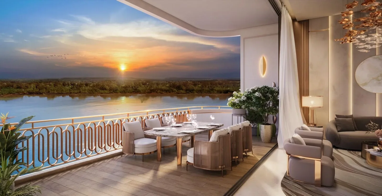 Lodha Elanza balcony with lake view