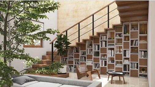 Mana Daintree villa staircase library
