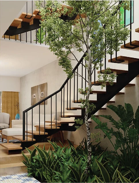 Mana Daintree villa staircase with indoor tree