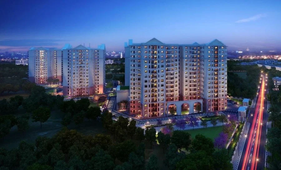 Ramky Lumina towers at night