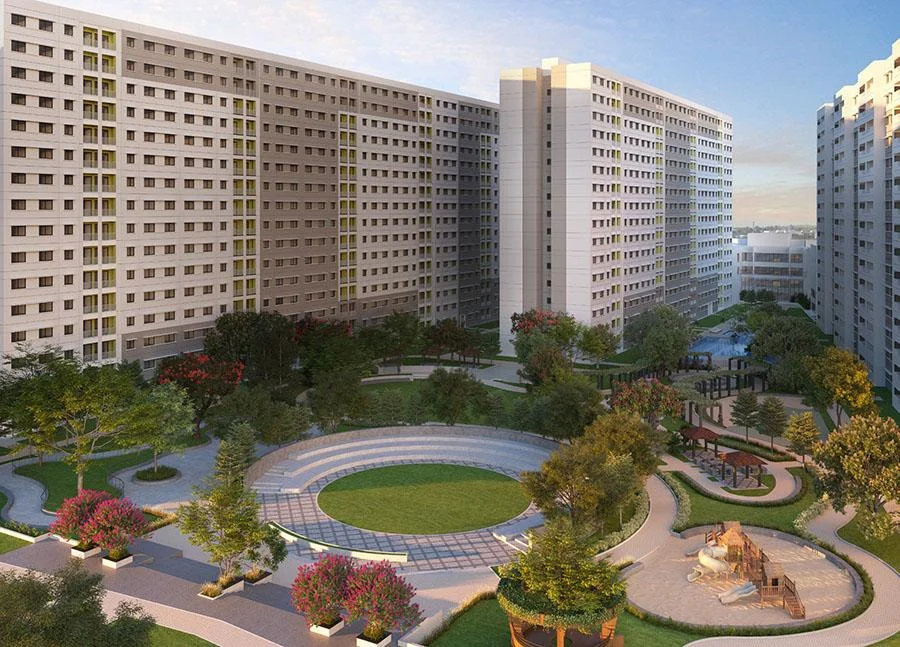 Sobha Ayana at Dream Acres towers and central plaza