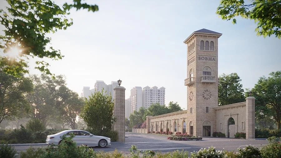 Sobha Neopolis entrance clock tower