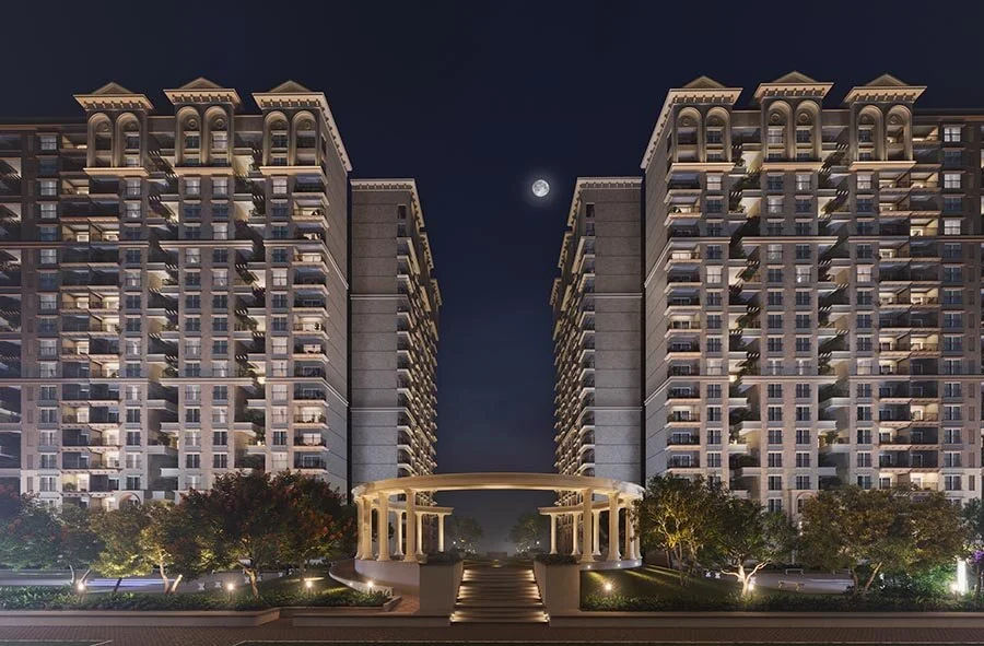 Sobha Neopolis towers at night