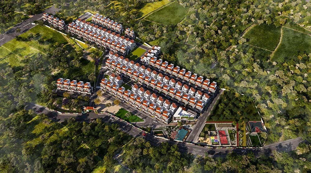 Sowparnika Life on the Green villas aerial view